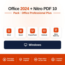 Pacote Office 2024 Professional Plus + Nitro PDF Pro 10 para Windows