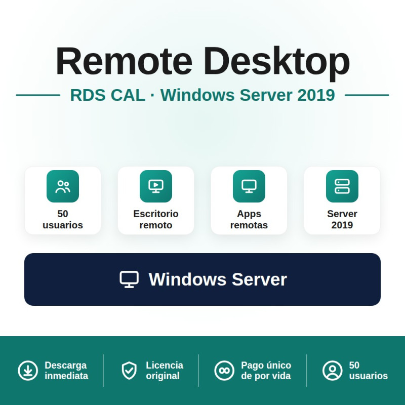 Remote Desktop Services (50 Dispositivos) para Windows Server 2019