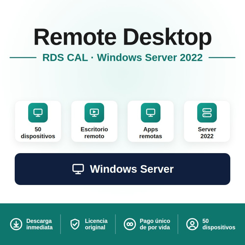 Remote Desktop Services (50 Dispositivos) para Windows Server 2022