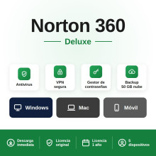 Norton 360 Deluxe 5-Devices + 50 GB Cloudstorage - 1 year