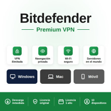 Bitdefender Premium VPN - 10 dispositivos - 1 año