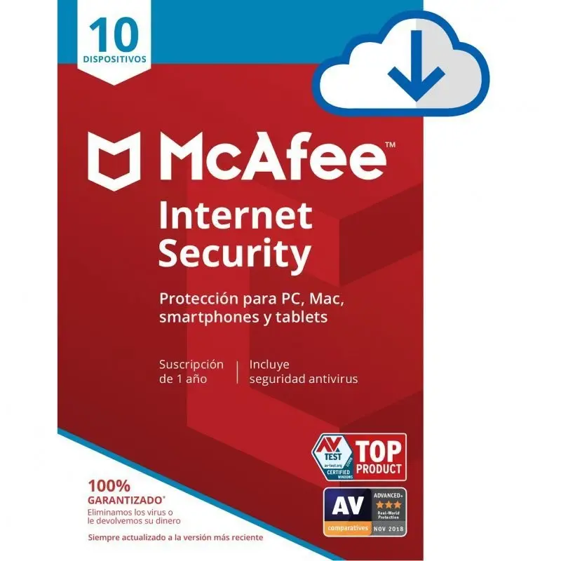 McAfee Internet Security 10 dispositivos - 1 año