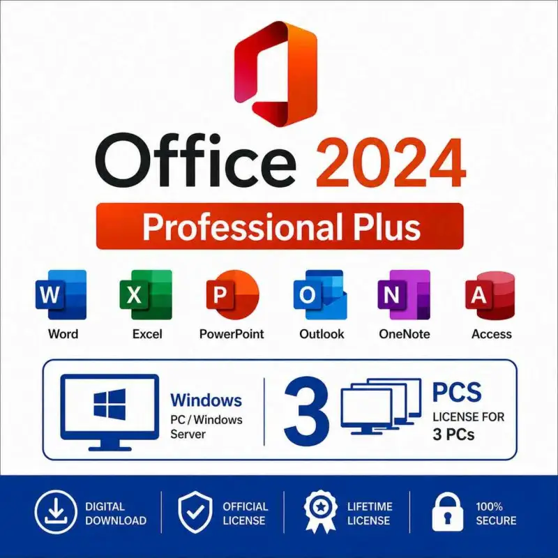 Microsoft Office 2024 Professional Plus para 3 PCs